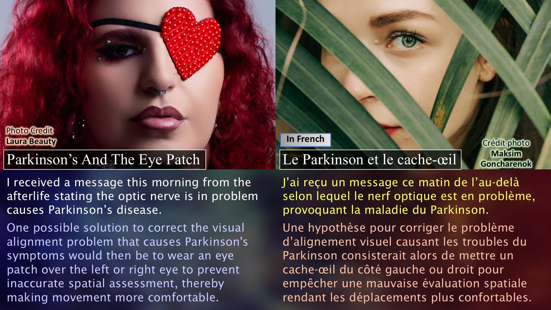 Parkinson’s And The Eye Patch / Le Parkinson et le cache-œil