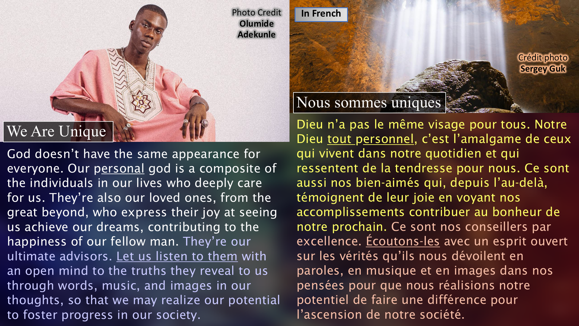 We Are Unique / Nous sommes uniques