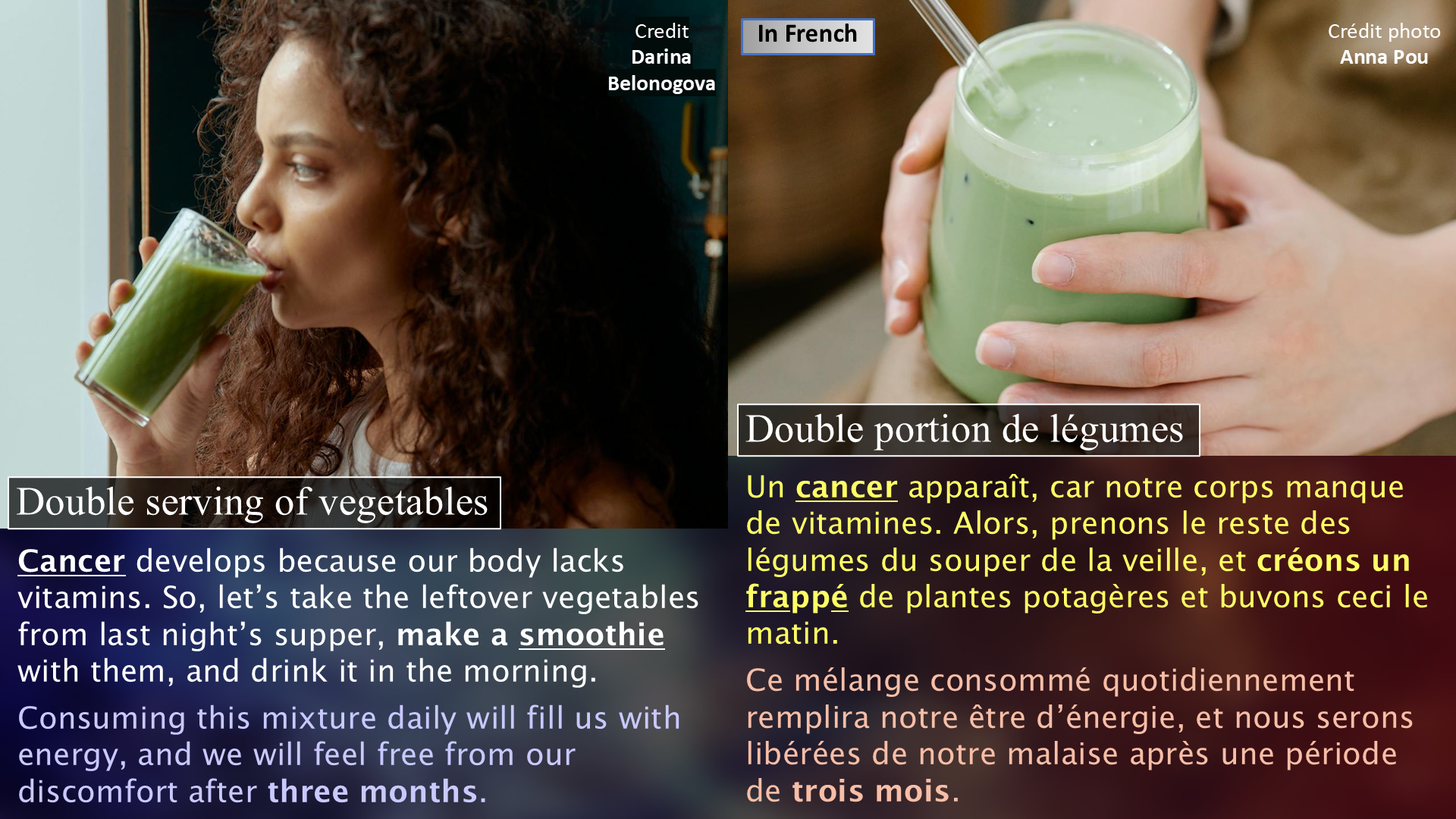 Double serving of vegetables / Double portion de légumes